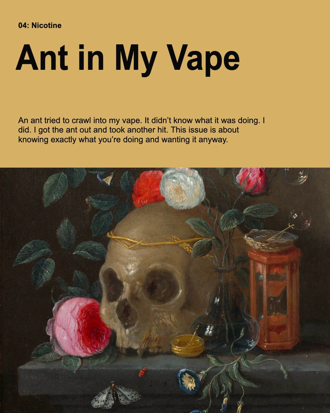 Issue 04: Nicotine cover for Ant in My Vape